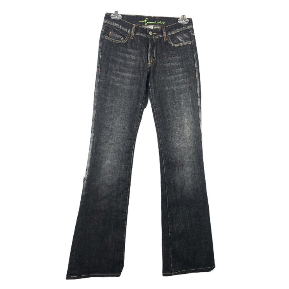 Bebe Denim Flare Black Jeans Women Sz 25